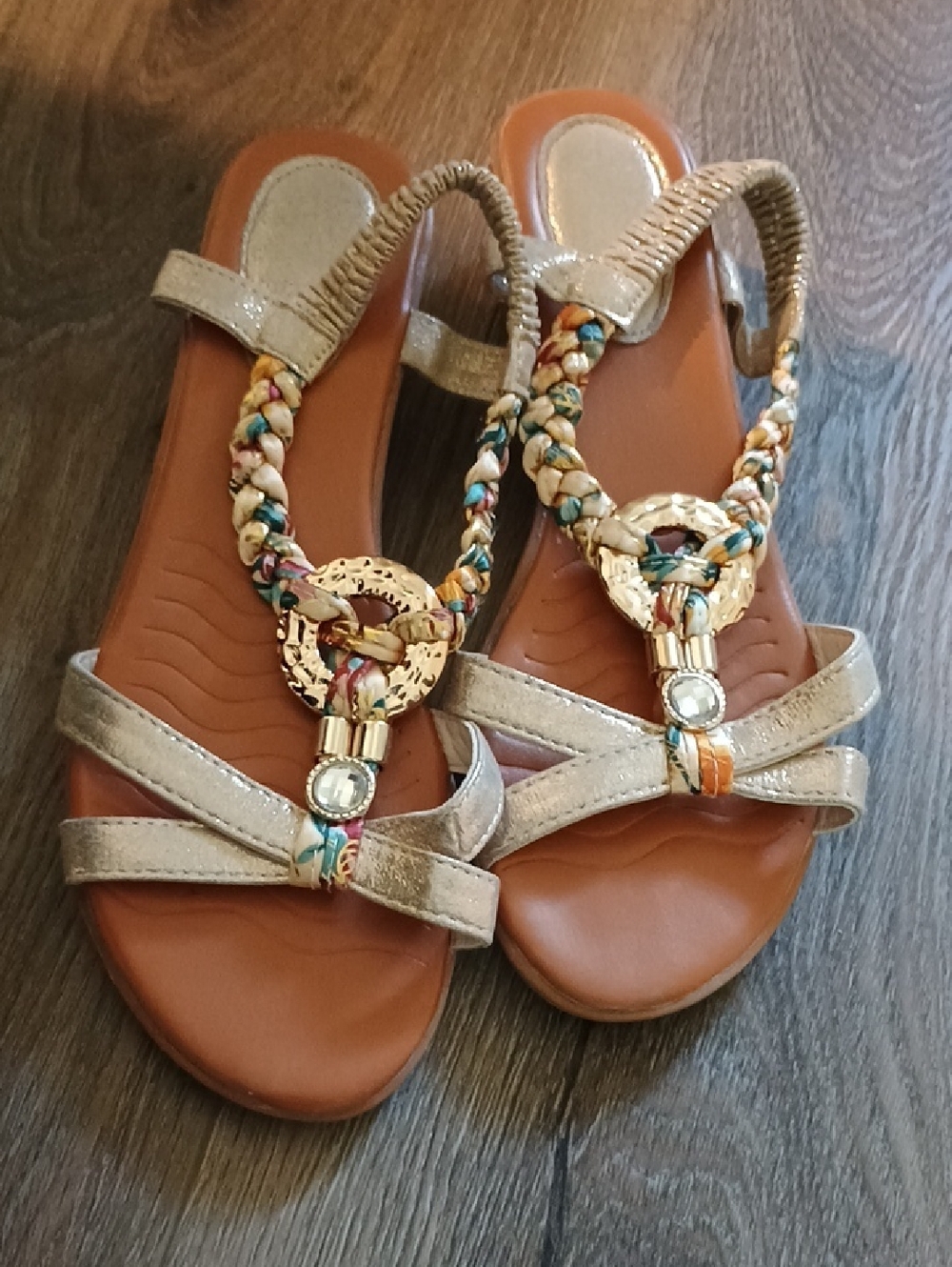 Princess Braided Metallic Glitter Shiny Gold Thong Slip On Summer Casual Sandals